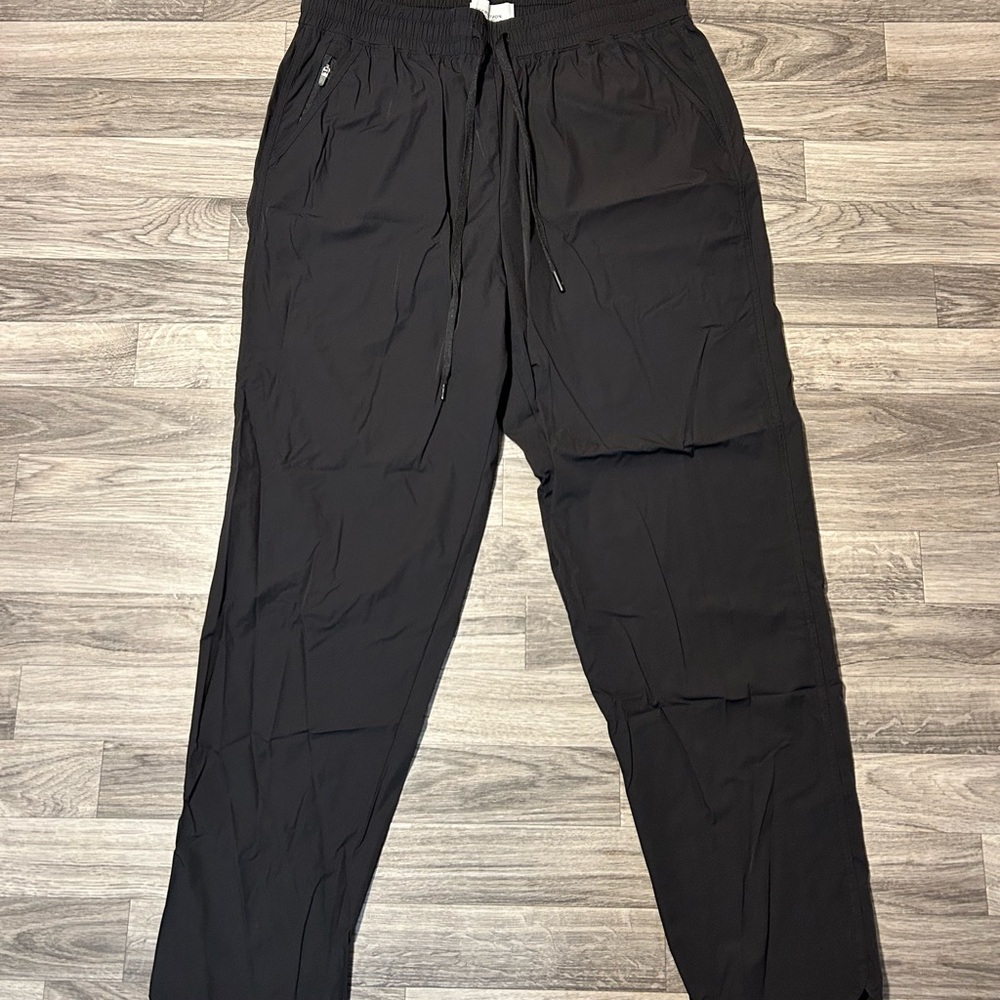 Black Track Pants with Elastic Waistband and Relaxed Fit